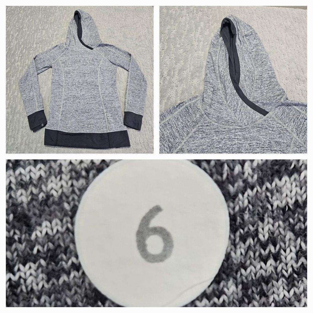 Lululemon Think Fast Hoodie Women 6 Gray Long Sleeve Hood Pullover Zip‎ Pocket